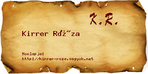 Kirrer Róza névjegykártya